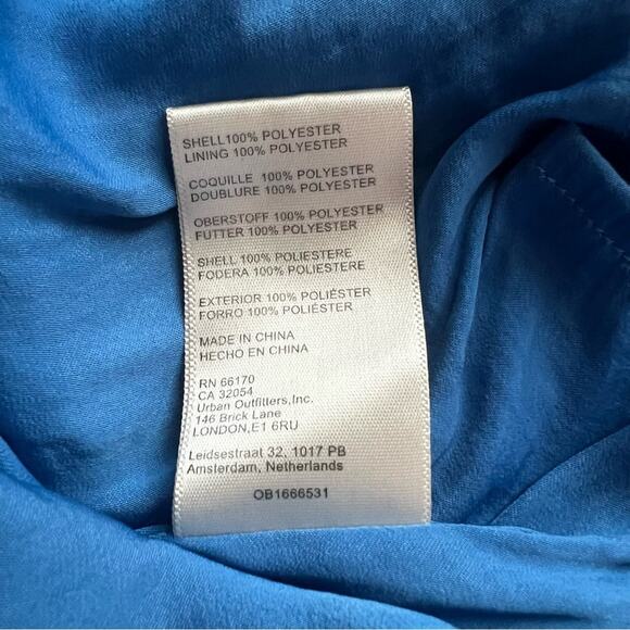 Free People Women’s Aida Collared Long Sleeve Silky Cobalt Blue Shirt Maxi Dress - Picture 11 of 15